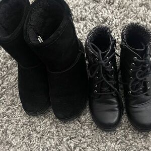 Black Suede Boots & Combat Shoes sz 1